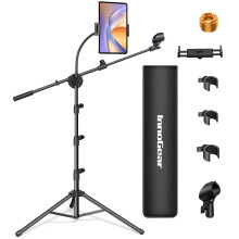 InnoGear Mic Stand 6 in 1 Microphone Stand Floor with Tablet Phone Holder Height Adjustable from 30"""" to 72"""" Mic Stand Tripod Boom Arm with Goo