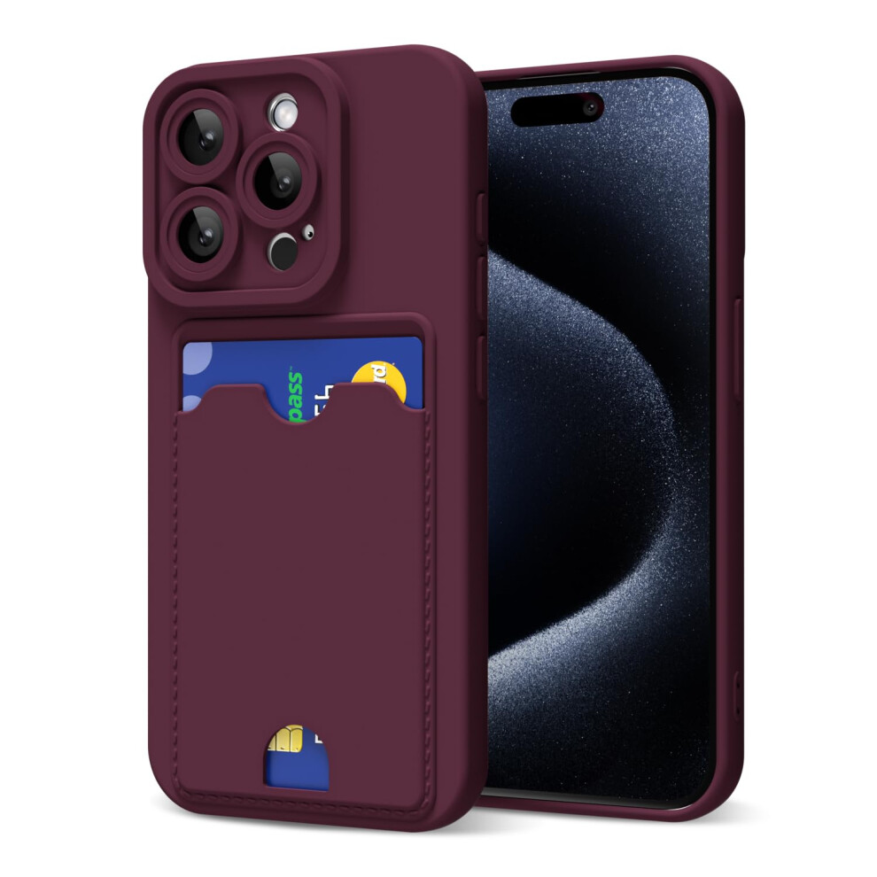 Oakxco Na Iphone 15 Pro Etui Z Miejscem Na Karte Uroczy Silikonowy Portfel Etui Na Telefon Z Miejscem Na Karte Kredytowa Miekka Guma, Cienka, Was-image