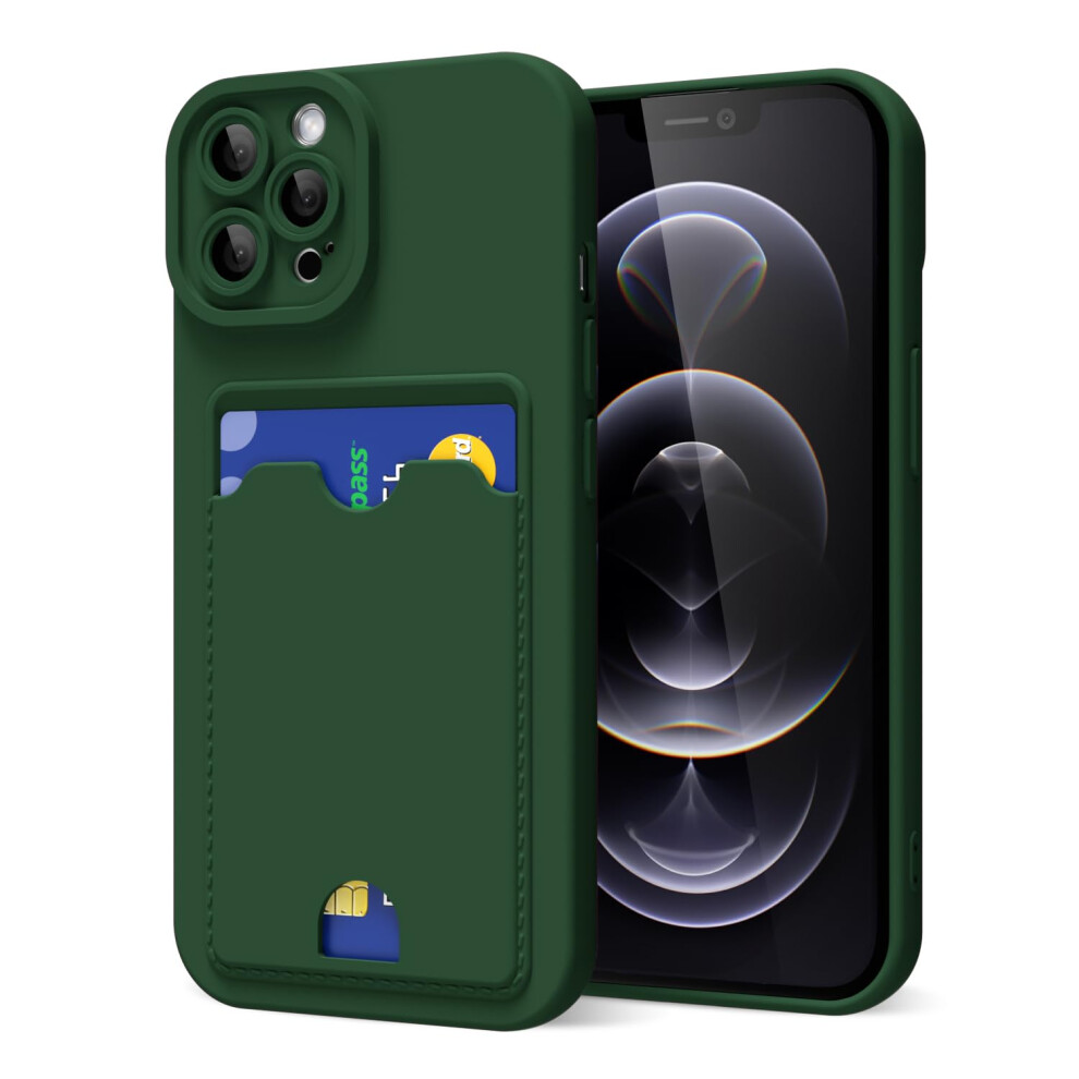 Oakxco Pour Iphone 12 Pro Base Avec Support De Carte Bnvau De Tlphone En Silicone Mignon Avec Fente De Crdit Sous-Caoutchouc Doux Mince Bo-image