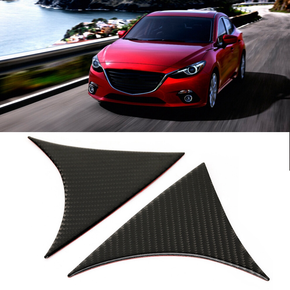 2Pcs Carbon Fiber Rear Window Spoiler Side Wing Cover Trim Frame For Mazda3 Axela 2014-2018 3351324620410