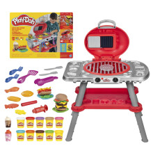 Play-Doh Sizzlin 'Grill Playset With Lights & Sons 17 Accessoires BBQ Toys for Boys & Girls 3+ Play Food Arts & Crafts Red