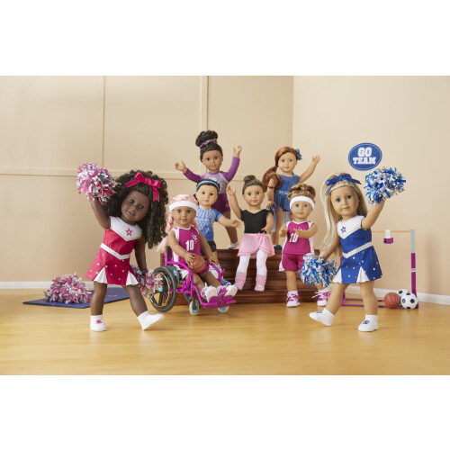 American Girl Cadeira de rodas ultraleve de trabalho American Girl de 18 polegadas com assento acolchoado e bolsa de tecido para maiores de 6 anos 1
