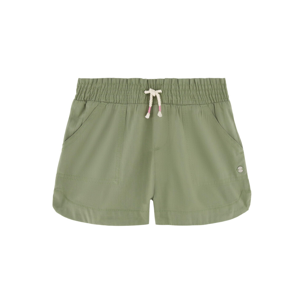 Roxy Girls' Soleil Elastic Waist Shorts Drawstring Closure Soft & Comfortable Fit Oil Green 8-10