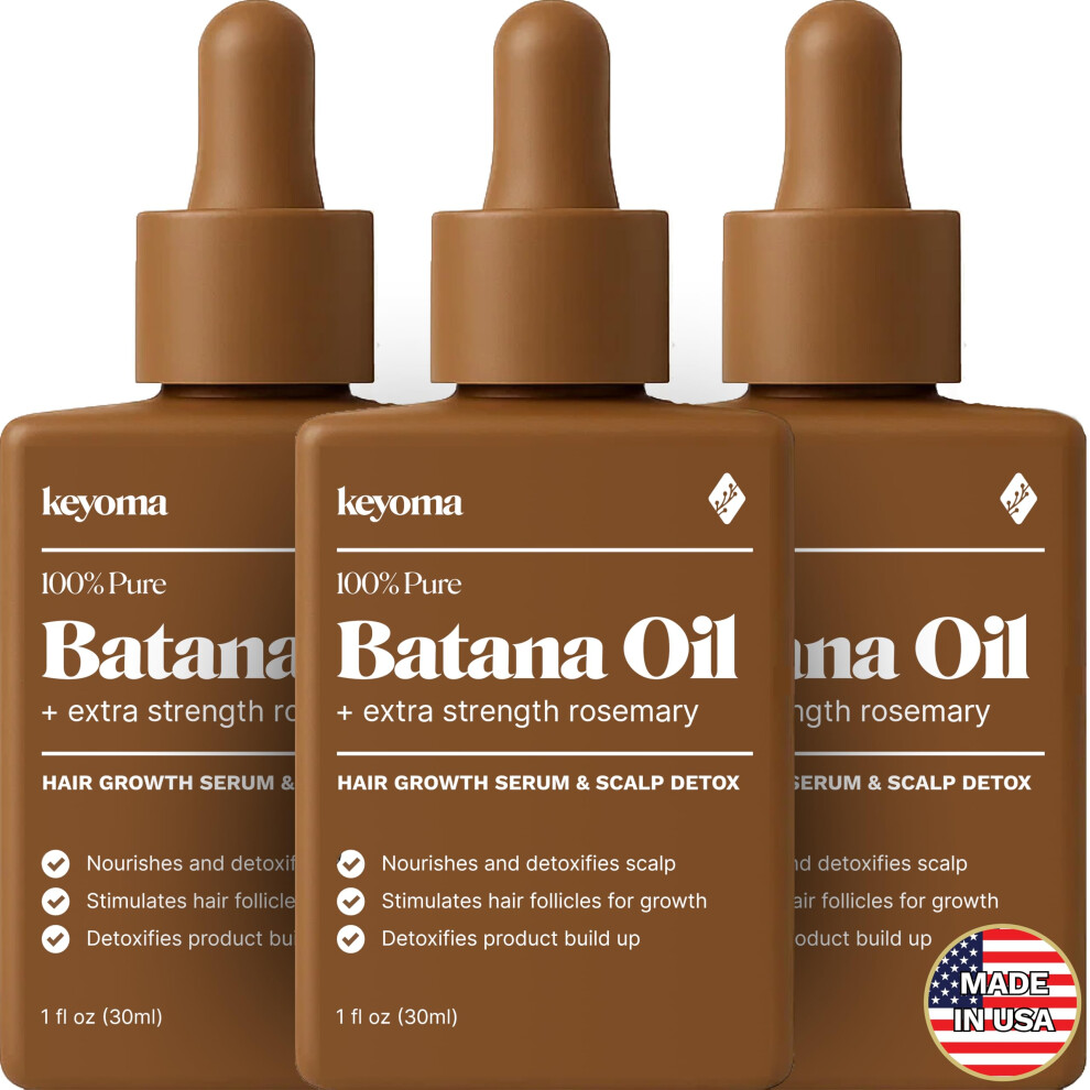 Keyoma Batana Oil For Hair Growth With Rosemary: Nourish & Detox Scalp For Thicker Stronger Longer Hair - 100% Organic Batana Oil From Honduras