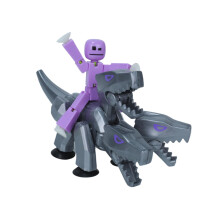 Zing StikBot & Mega Monster Stop-Motion Animation Pack - Exclusive Lavender Purple StikBot + Silver Cerberus Figure Creative Toy for Kids Age 4+