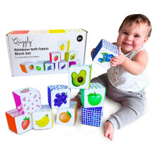 Blocchi per bambini morbidi arcobaleno sterzo- 8 blocchi sensoriali Montessori colorati per neonati e toddlers- 100% di gioco non tossico in cotone c