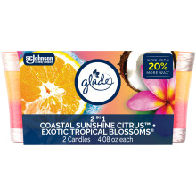 Jar de vela perfumada de glade 2in1 Sunshine costero Ctricos y flores tropicales exticas Ambientador de aire infundido con aceites esenciales de 4.