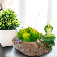 Mini Resin Cartoon Animal Flowerpot Decoration Desktop Succulent Plant Pot OrnamentFrog Yoga