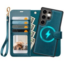 OCASE fr Samsung Galaxy S25 Ultra Avtagbart plnboksfodral med korthllare [2 i 1] PU-lder Flip Folio-fodral med RFID-blockeringsstll Handleds