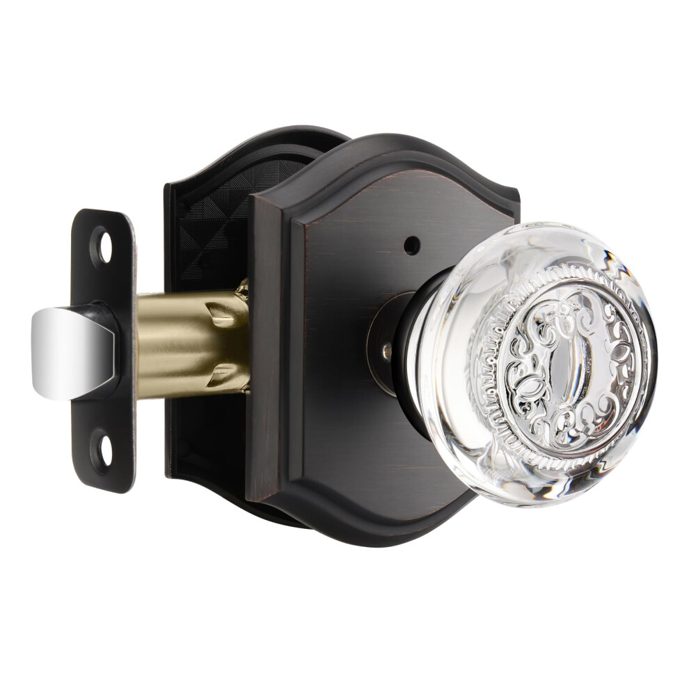 Clctk Glass Door Knobs Interior With Lock Crystal Privacy Oil Rubbed Bronze Door Knobs For Bedroom Bathroom 1 Pack 639395277638