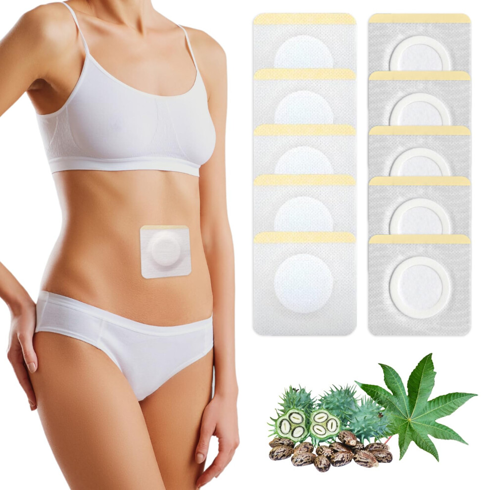 Stfoce 10Pcs Castor Oil Pack Wrap Disposable Castor Oil Pack For Belly Button Organic Cotton Pad Self-Adhesive Highly Absorbent No Leakage N
