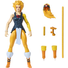 Masters of the Universe Origins & Thundercats Action Figure Cheetara Toy 1980s Crossover 5.5-inch Posable with Removable Armor Staff & Mini C