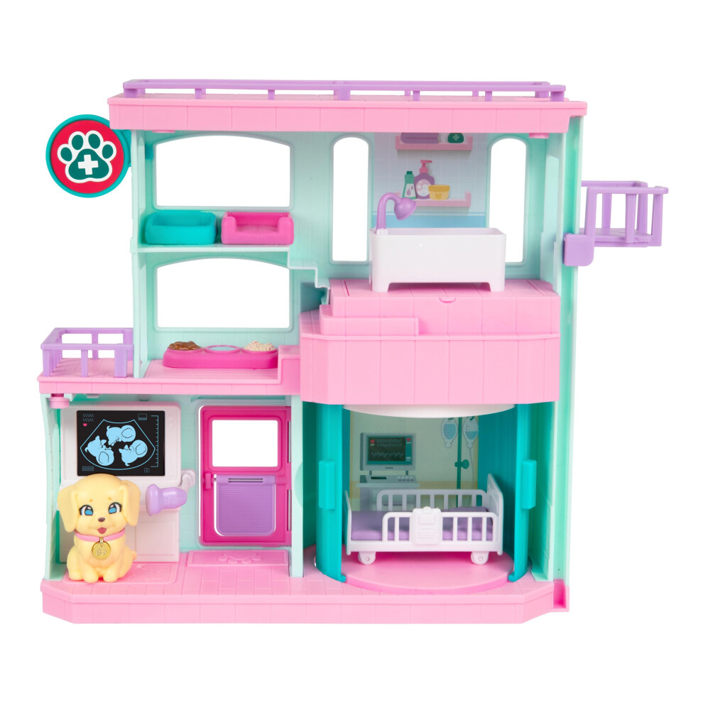 Little Live Pets Mama Surprise Families Pet Vet Playset Baby Care Clinic Animal Hospital Play Set 3 Puppies Accessories Vet Toy Gifts For Kids 5+