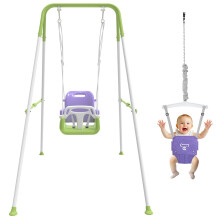 2 su 1 Toddler Swing & Baby Jumper pieghevole Baby Bouncer con cuscini morbidi INFIDABILE E OUTDOOR Uso facile da installare e archiviare set swing p