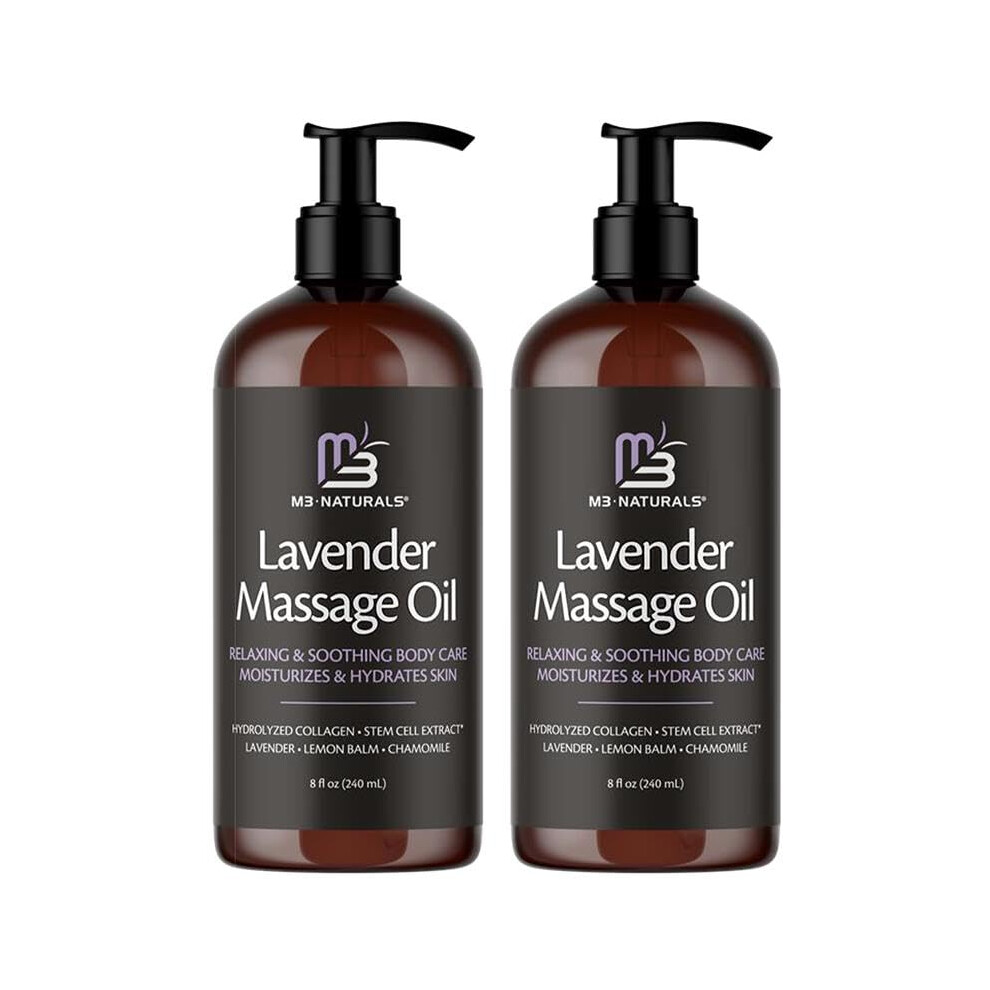 M3 Naturals Lavender Massage Oil With Collagen And Stem Cells - Skin Firming Therapy Oil For Cellulite And Quick Absorption On Bum Thighs And Belly By M3 N