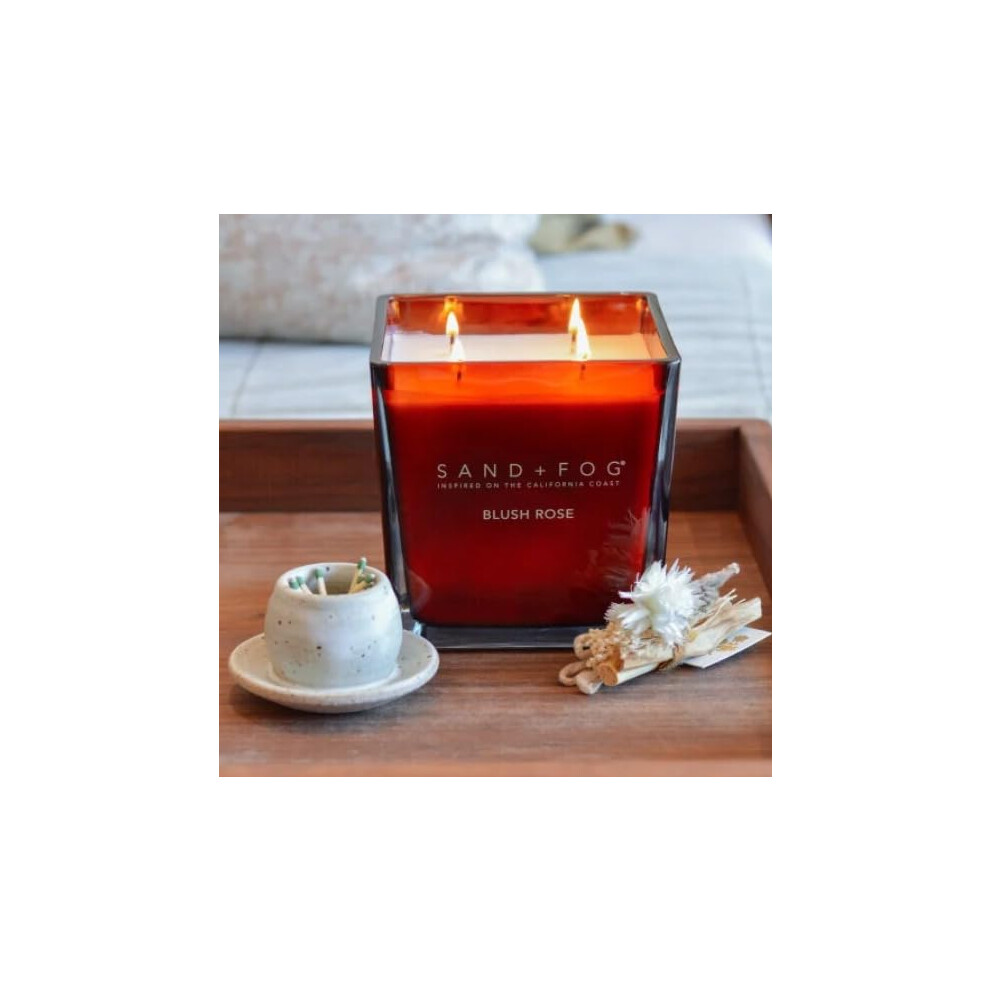 Sand + Fog 57oz Scented Soy Wax Blend Glass Candle Made with Essential Oils (Blush Rose)-image-OPC-PHWVZ58-NEW