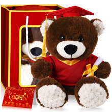 ZJoey Beer met Afstudeerhoed Speelgoed Klas van 2025 Pluche Teddybeer Dier Hoed en Gown met Wenskaart en Tas
