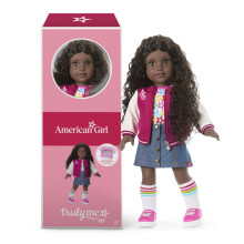American Girl Vraiment moi Doll de 18 pouces # 127 avec des yeux noisette cheveux bruns boucl s peau tr s profonde pour les 6 ans et plus