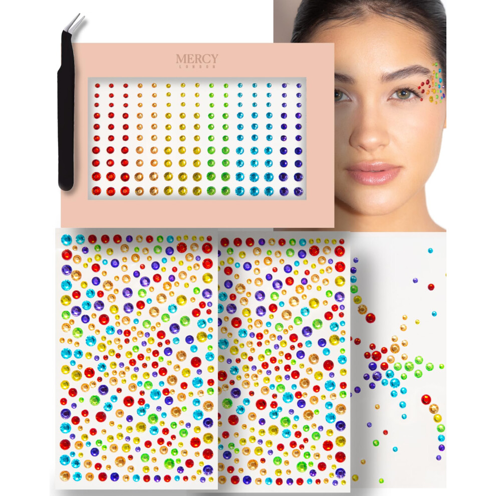 Mercy London Face Gems In Rainbow 866 Self Adhesive Rhinestone Stickers For Face Eye Makeup Body Diy Face Gems Love Pride