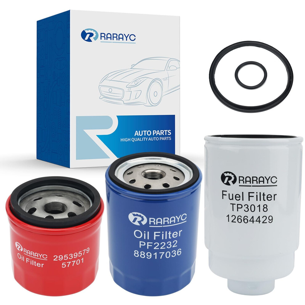 RARAYC Diesel 6.6L Duramax Filter Kit Compatible with Chevy Silverado/GMC Sierra 2500 3500 HD 2001-2016 Replace# Fuel Filter TP3018 Oil Filter P