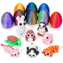 16pcs Mini Dragon Eggs 3D Printed Animals Mini Eggs with Toys Graduation Gifts for Her Him 3D Printed Animals Set Tiny Animals Figurines Set Fidg