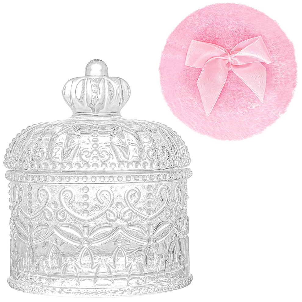 Gsteng Large Body Powder Puffs And Containers, Crystal Clear Powder Container With Soft Power Puffs, Reusable Dusting Powder Case With Washable Velvet