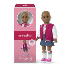 American Girl Vraiment moi Doll de 18 pouces # 114 avec des yeux bruns sans cheveux Veste universitaire de peau profonde pour 6 ans et plus