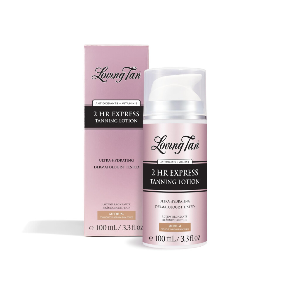 Loving Tan New 2 Hr Express Self Tanning Body Lotion Medium - Hydrating Natural-Looking Glow Sunless Self Tanner Streak-Free Dermatologist Tes
