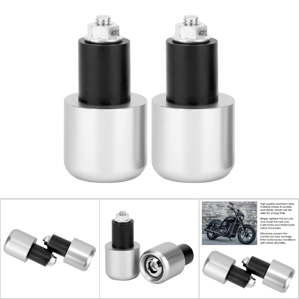 2Pcs Motorcycle Modification Accessory Handle Bar End Plug For 22Mm Diameter Handlebar (Silver) Silver 7901324622059