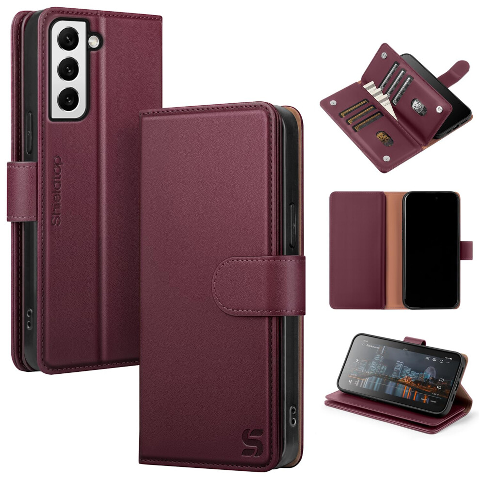 Shieldtop Compatible Avec Le Samsung Galaxy S22 Portefeuille Avec Porte-Cartes Femmes Hommes Rfid Bloquant Pu En Cuir Folio Flip Tpu Couvercle De-image