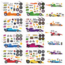 SAKAIPA 24 Sheets Car Stickers for Kids Make a Face Race Car Stickers for Kids Make Your Own DIY Race Car Stickers for School Classroom Birthday