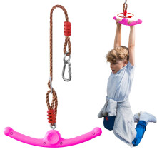 Ninja-Twister 360 Spin Handle: Slackline Swing Attachment for Kids - Activate Ninja Powers with Twist-Spin Flips! (Rose Red- Backyard/Playground