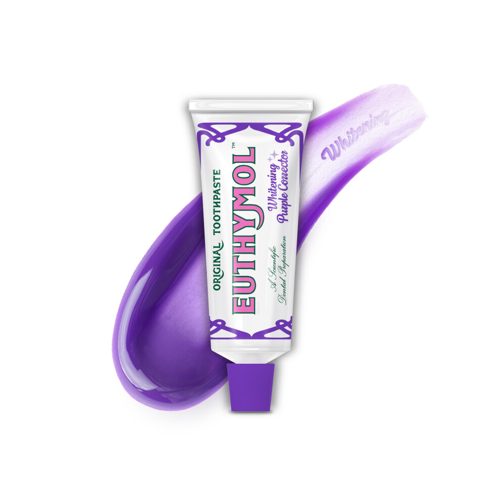 Euthymol Purple/Yellow Whitening Toothpaste (3.7 Fl Oz) - For & Sensitive Teeth | Violet Tone-Up Formula Instantly Brightens 24H Stain Defense