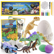 National Geographic Giant Dinosaur Egg Activity Kit - 15+ Dino Crafts Male biler Lermodeller Grave klisterm?rker og l?ringsvejledning P?skekurves