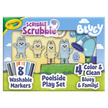 Crayola Scribble Scrubbbies Bluey Poolside Playset (4 ct) Värilliset Bluey Lelut lapsille Pestävät värityslahja 3-vuotiaille lapsille