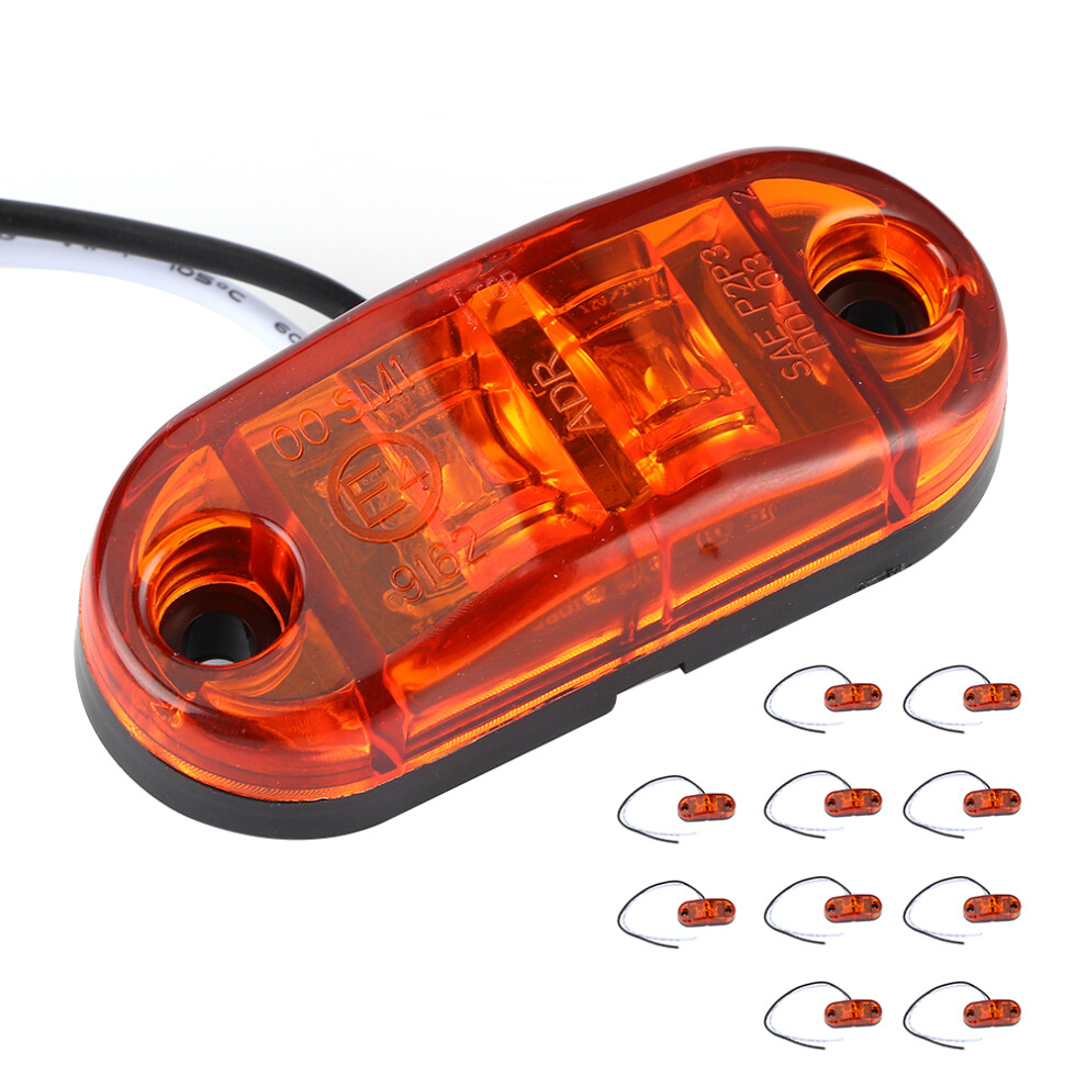 10Pcs 2.5In 2Led Side Marker Oval Super Bright Waterproof Lamp For Car Trailer Truckamber Light 5001324623130