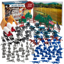 Civil War Army Men Toy Soldier Action Figure Deluxe Playset -120pc con confederato e soldati Union Cannons vagoni cavalli cavalcabili Terrain e gigan