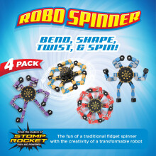 Stomp Rocket Robo Spinner, Transformable Fidget Spinner, 4-Pack - Transformer Robot Fidget Toy for Kids - Cool Sensory Gadgets - Spinning STEM Gifts &