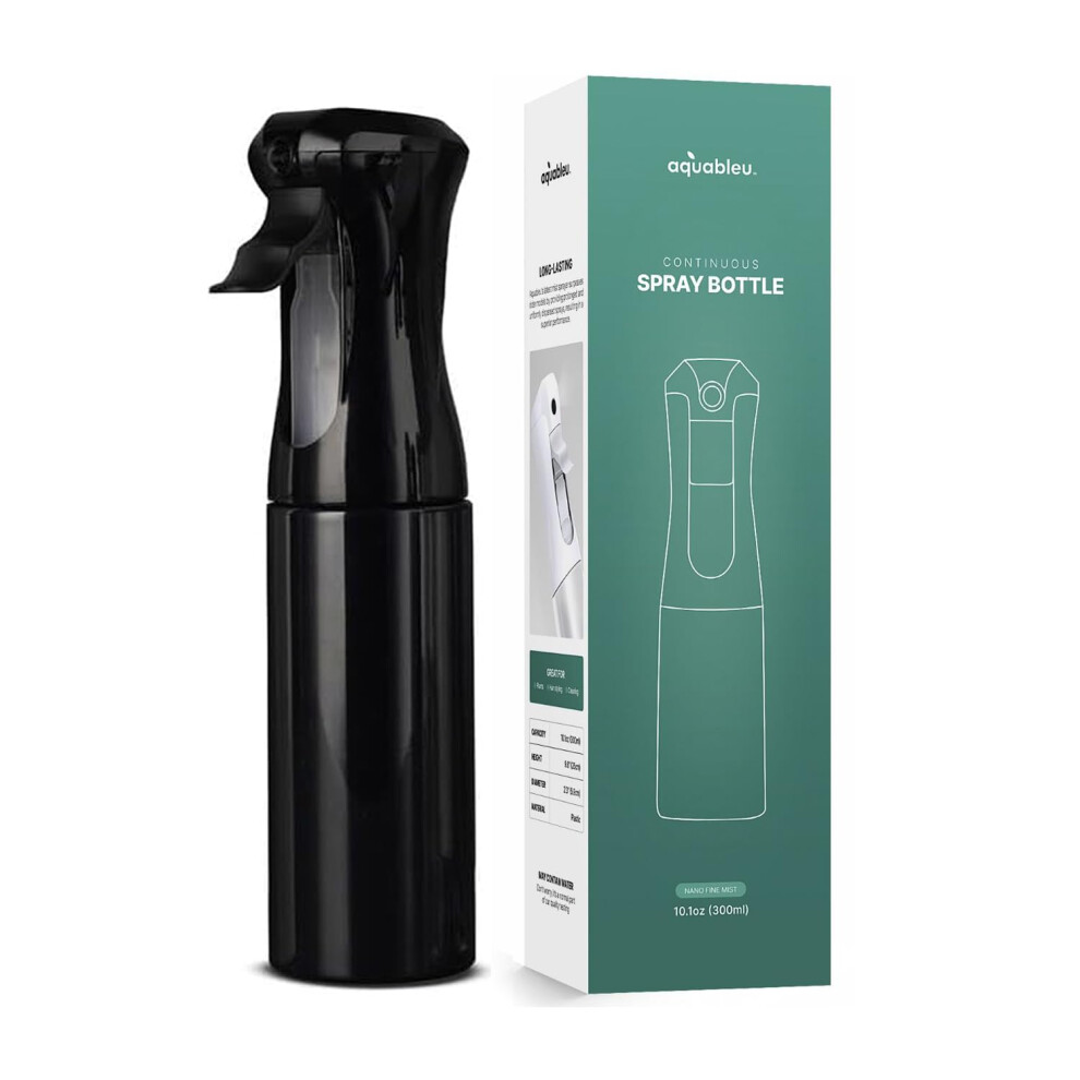 Aquableu Spray Bottle for Hair - Continuous Mist Spray Bottle for Hair Care  Styling  Cleaning  Plants  Pets & Essential Oils (Black  10oz)-image-OPC-PHWW5N5-NEW