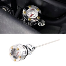 Olietemperatuurpeilstok compatibel voor Harley 2018-2024 Softail Slim Low Rider FXLR Breakout Fat Boy Street Bob (chroom + messing)