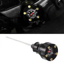 Olietemperatuurpeilstok compatibel voor Harley 2018-2024 Softail Slim Low Rider FXLR Breakout Fat Boy Street Bob (zwart + messing)