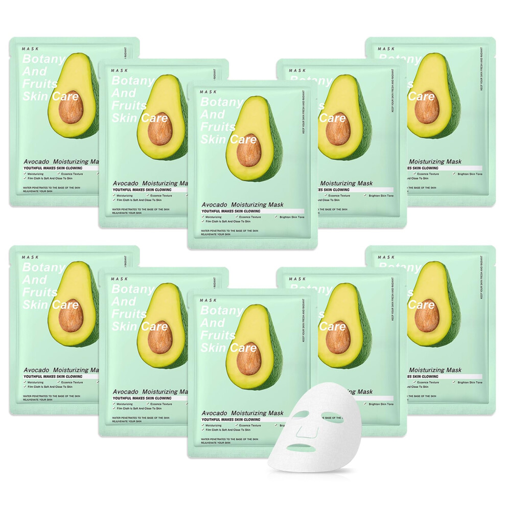 10 Pack Variety Facial Sheet Masks Skin Care Set Hydrating Bulk Sheet Face Masks Skincare Gifts Set for Women Men Long Lasting Moisturizing Fac