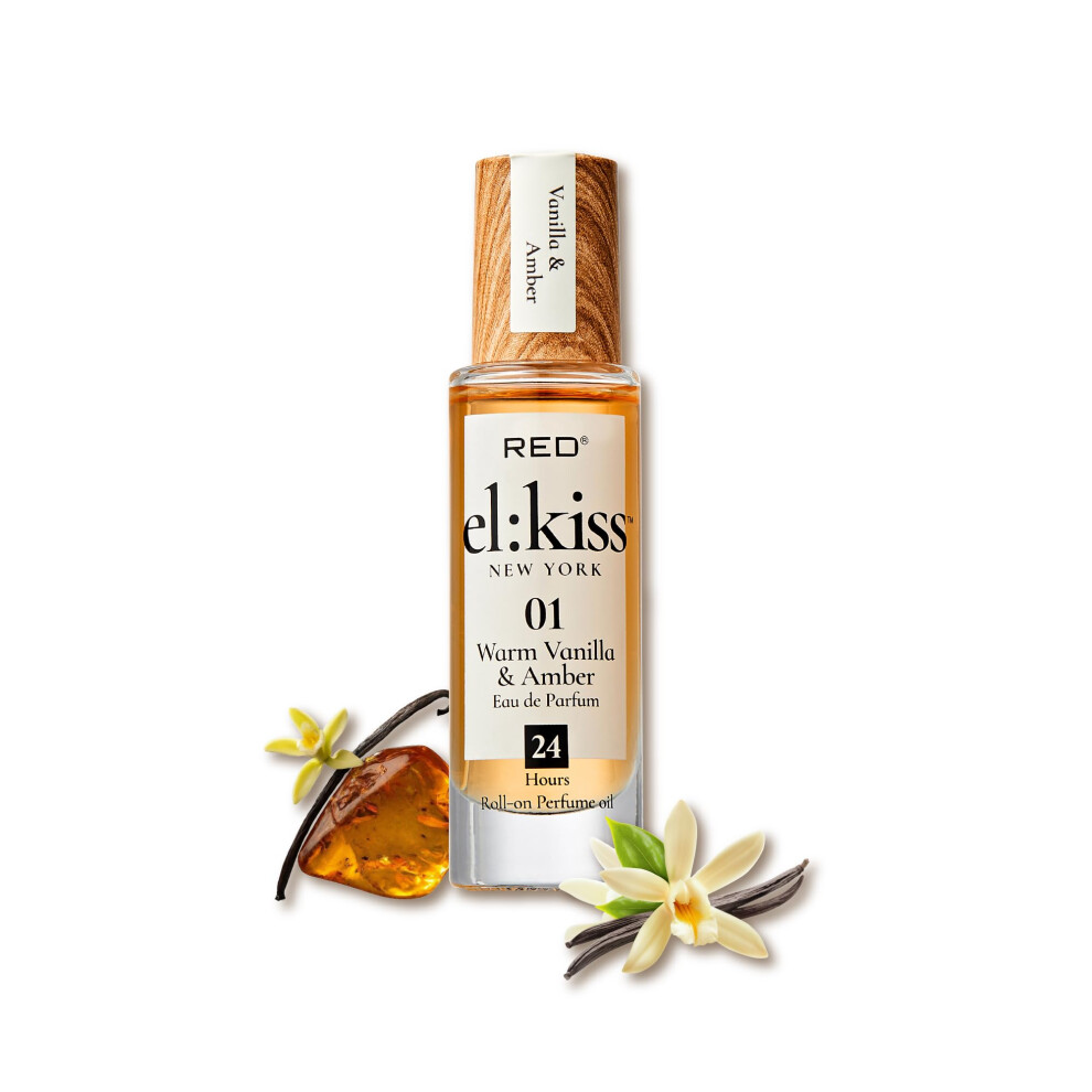 El:kiss Amber Roll On Perfume Warm Vanilla & Eau De Parfum 12Ml (.40 Fl Oz) Hydrating & Long-Lasting Alcohol-Free & Mineral Oil-Free Infused