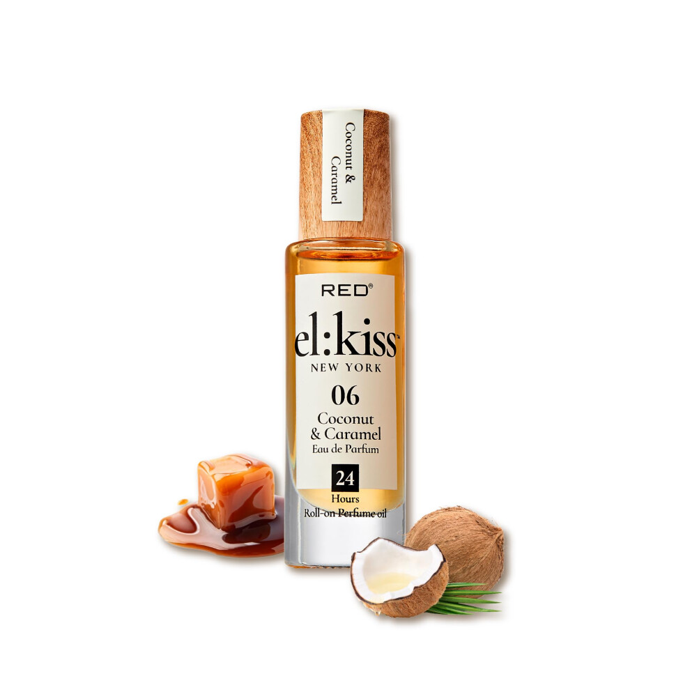 El:kiss Roll On Perfume Coconut & Caramel Eau De Parfum 12Ml (.40 Fl Oz) Hydrating & Long-Lasting Alcohol-Free & Mineral Oil-Free Infused Wit