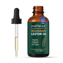 Natnique Bio-Rizinus- und Rosmarinl  100 % reines kaltgepresstes Haarwuchsl, hexanfreies Kopfhautserum gegen Haarausfall, feuchtigkeitsspendende B