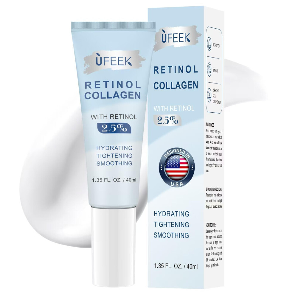 Retinol Moisturizer Face Cream with Collagen Hyaluronic Acid - Anti Aging & Hydrating Cream for Face Chest & Body - Instant Face Lift Cream Ne