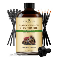 Handcraft Blends kaltgepresstes jamaikanisches schwarzes Rizinusl in einer Glasflasche mit Wimpernbrsten  4 Fl Oz  100 % rein und natrlich  Pre