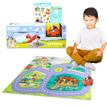 Mat de jeu bleu avec une voiture set pour les enfants - paquet avec des mamans de jeu bluey avec v   hicule Bluey Stickers Porters de porte | Des j