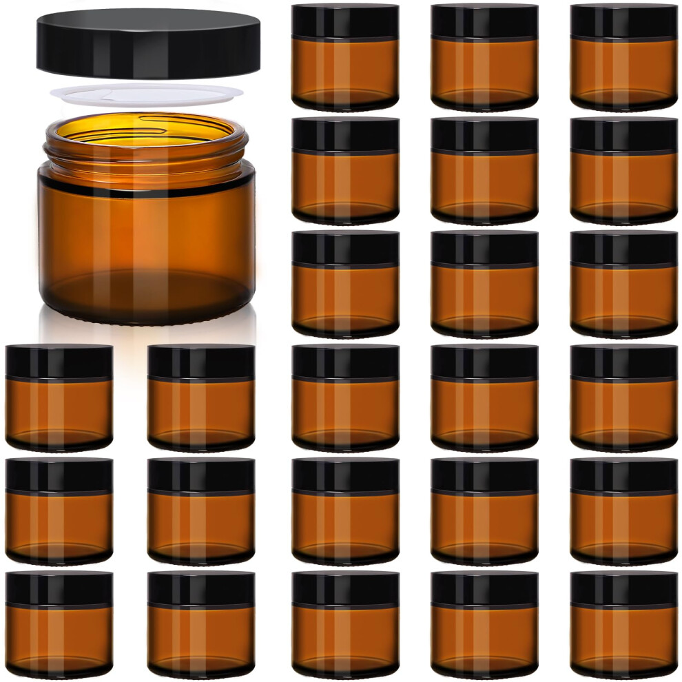 Barattoli Di Vetro Da 2Oz In Upbud Con Coperchi - Piccoli Contenitori Cosmetici A Prova Di Perdite Da 24 Pacchi Con Fodera Interno A Bocca Larga La B-image