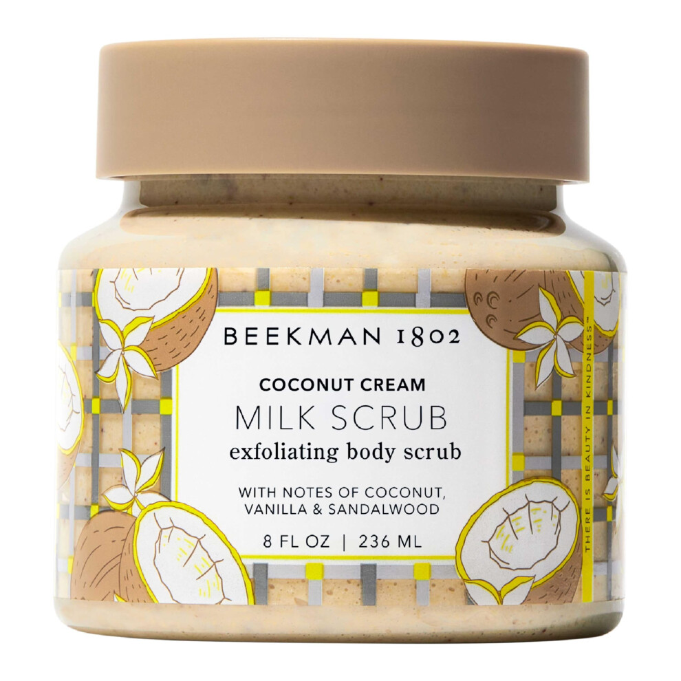 Beekman 1802 Cream Coconut Exfoliating Milk Body Scrub - 8.0 Fl Oz - Smooths Skin & Evens Out Tone - With Goat Milk & Jojoba Beads - Skin Barrier